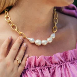 Baroque Pearl Chain Necklace
