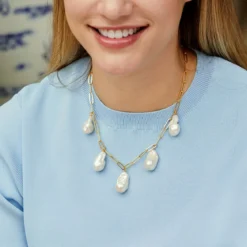 Baroque Pearl Paperclip Necklace