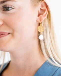 Bee Intaglio + Pearl Drop Earrings