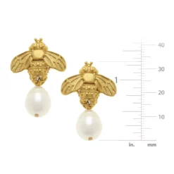 Bee + Pearl Drop Earrings