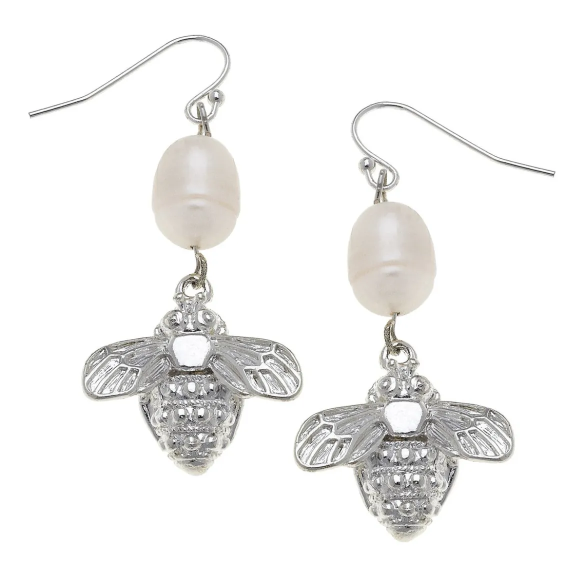 Bee + Pearl Wire Drop Earrings