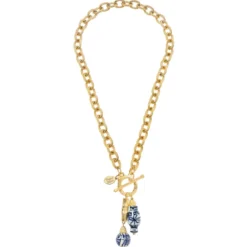 Blue & White Bamboo Toggle Necklace
