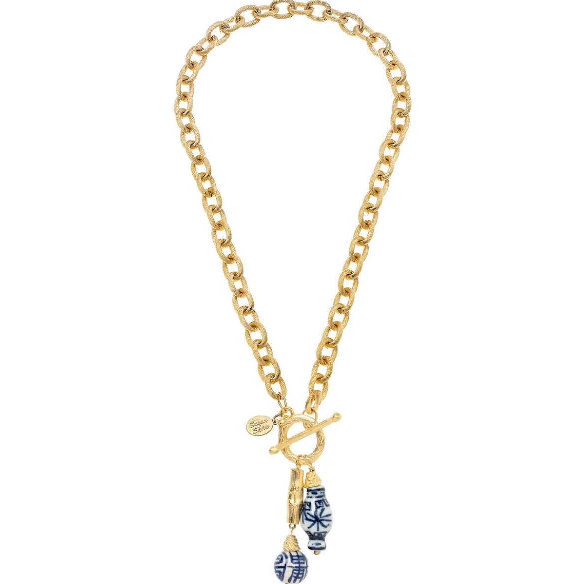 Blue & White Bamboo Toggle Necklace