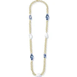Blue & White Chain Wrap Necklace