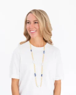 Blue & White Chain Wrap Necklace