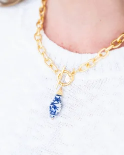 Blue & White Ginger Jar Toggle Necklace