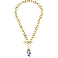 Blue & White Ginger Jar Toggle Necklace