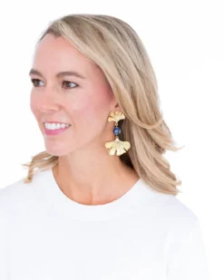 Blue & White Ginkgo Earrings