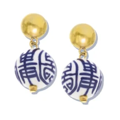Blue & White Margaret Drop Earrings