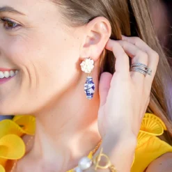 Blue & White Pearl Cluster Drops