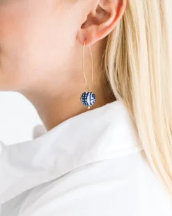 Blue & White Threader Earrings
