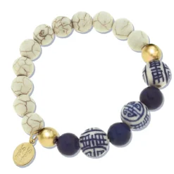 Blue & White Turquoise Lapis Stretch Bracelet