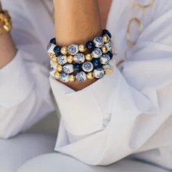 Blue & White Turquoise Lapis Stretch Bracelet