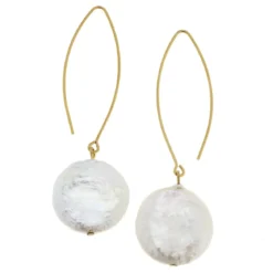 Coin Pearl Threader Earrings