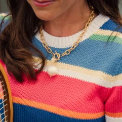 Cotton Pearl Toggle Necklace