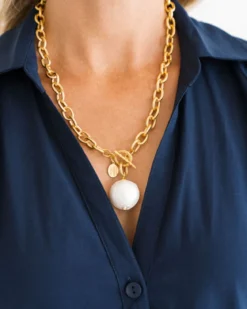 Cotton Pearl Toggle Necklace