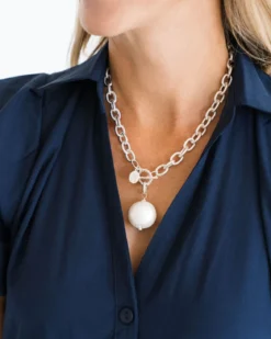 Cotton Pearl Toggle Necklace