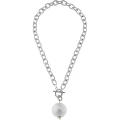 Cotton Pearl Toggle Necklace