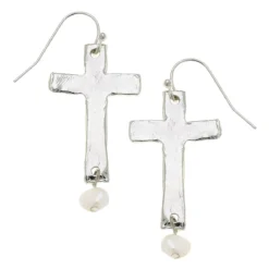Cross + Pearl Drop Earrings