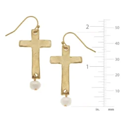 Cross + Pearl Drop Earrings