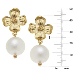 Dogwood Cotton Pearl Drop Earrings