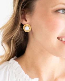 Dotted White Turquoise Studs