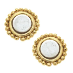 Dotted White Turquoise Studs