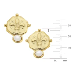 Fleur De Lis Pearl Studs