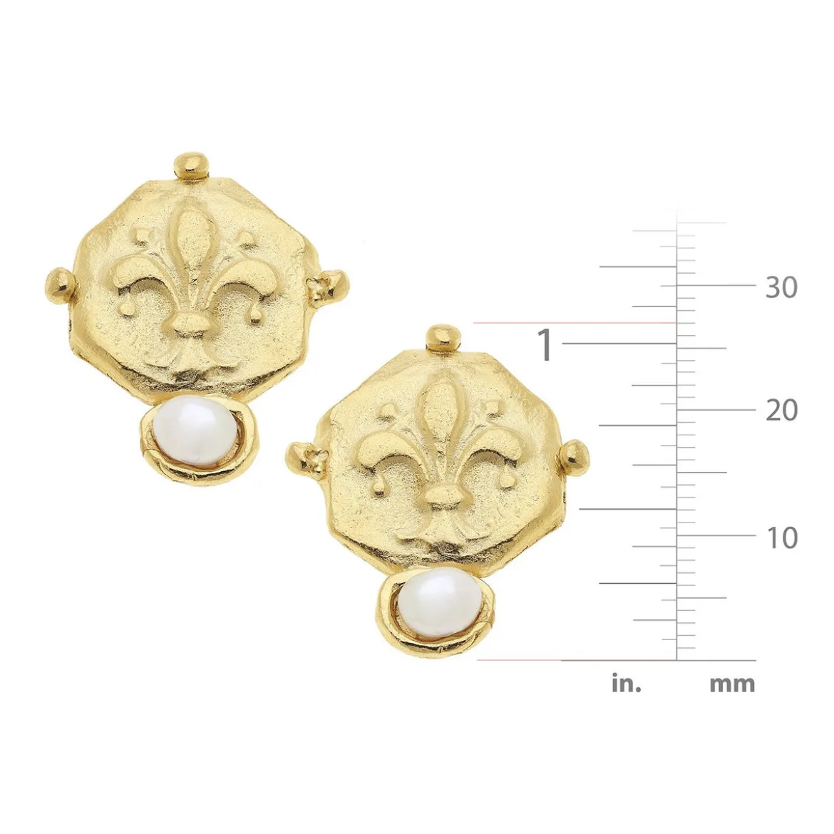 Fleur De Lis Pearl Studs