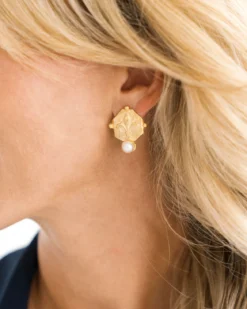 Fleur De Lis Pearl Studs