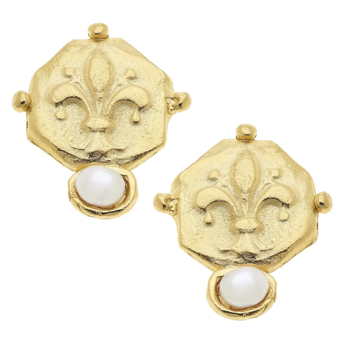 Fleur De Lis Pearl Studs