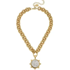 Florence Mixed Metal Italia Coin Necklace
