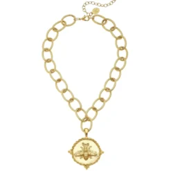 Gold Queen Bee Pendant Necklace