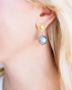 Grey Baroque Pearl Drop Earrings