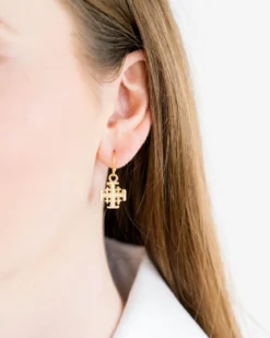 Jerusalem Cross Drop Earrings