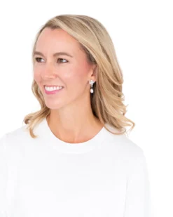 Jerusalem Cross Drop Pearl Earrings