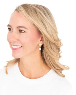 Jerusalem Cross Drop Pearl Earrings
