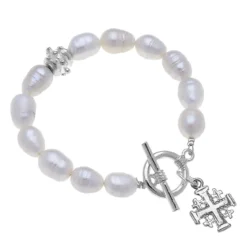 Jerusalem Cross Pearl Bracelet