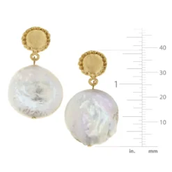 Large Coin Pearl Drop Earrings