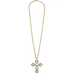 Long Coin Cross Necklace