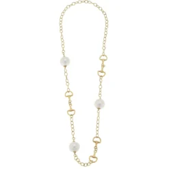 Long Cotton Pearl Horse Bit Necklace