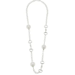 Long Cotton Pearl Horse Bit Necklace