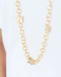 Long Linked Butterfly Chain Necklace