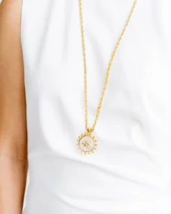 Long Mother of Pearl Bee Necklace