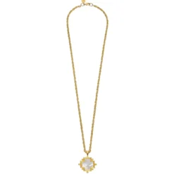 Long Mother of Pearl Cross Necklace
