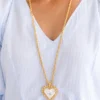 Long Mother of Pearl Heart Necklace