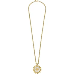 Long Mother of Pearl Jerusalem Cross Necklace