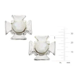 Maltese Cross Pearl Studs