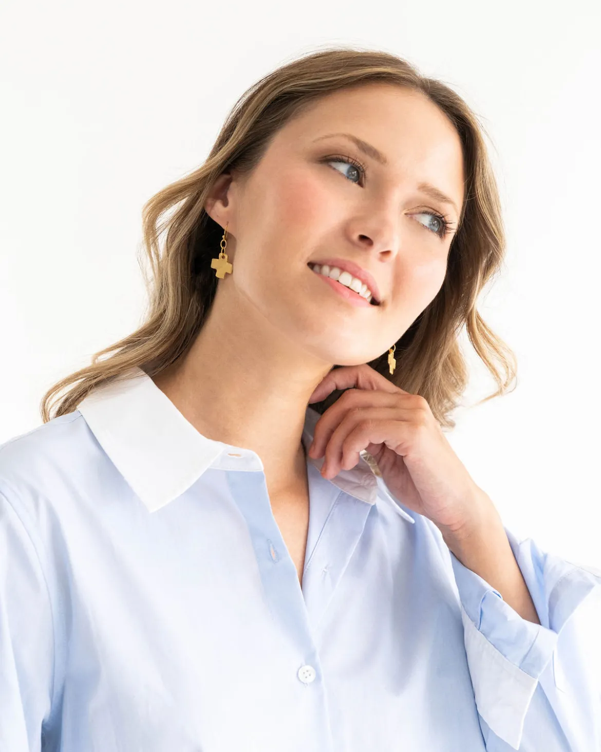 Mini Square Cross Earrings