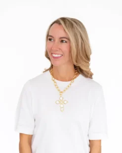 Mixed Metal Coin Cross Necklace